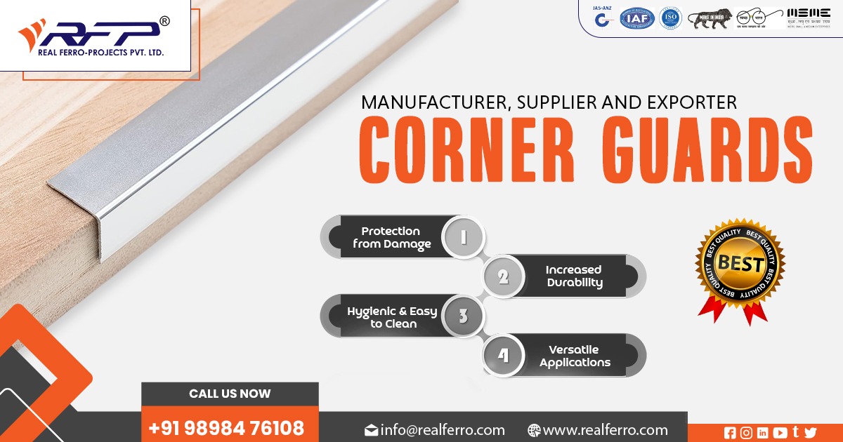 High-quality right angle corner guards installed on wall edges for protection and durability